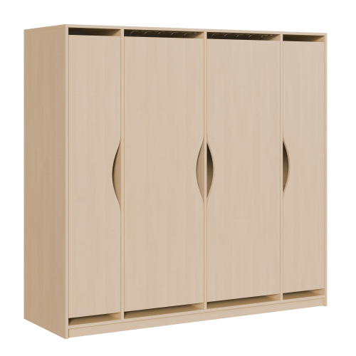Liegepolsterschrank für 130-150 cm lange Polster, mit Fächern B/H/T: 198x190x67 cm, 4türig für bis zu 12 Matratzen, Bettwäschefächer, Korpus mit Dekortüren