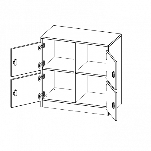 Schließfachschrank, 2 Ordnerhöhen - Serie evo180 B/H/T: 80x82x40 cm, 4 Schließfächer, mit Briefschlitz, mit Sockel (81 mm)