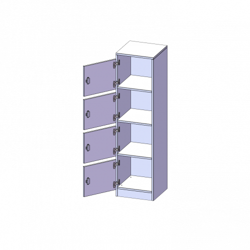 Schließfachschrank, 4 Ordnerhöhen - Serie evo180 B/H/T: 40,5x154x40 cm, 4 Schließfächer, mit Briefschlitz, Türen öffnen nach links, mit Sockel (81 mm)