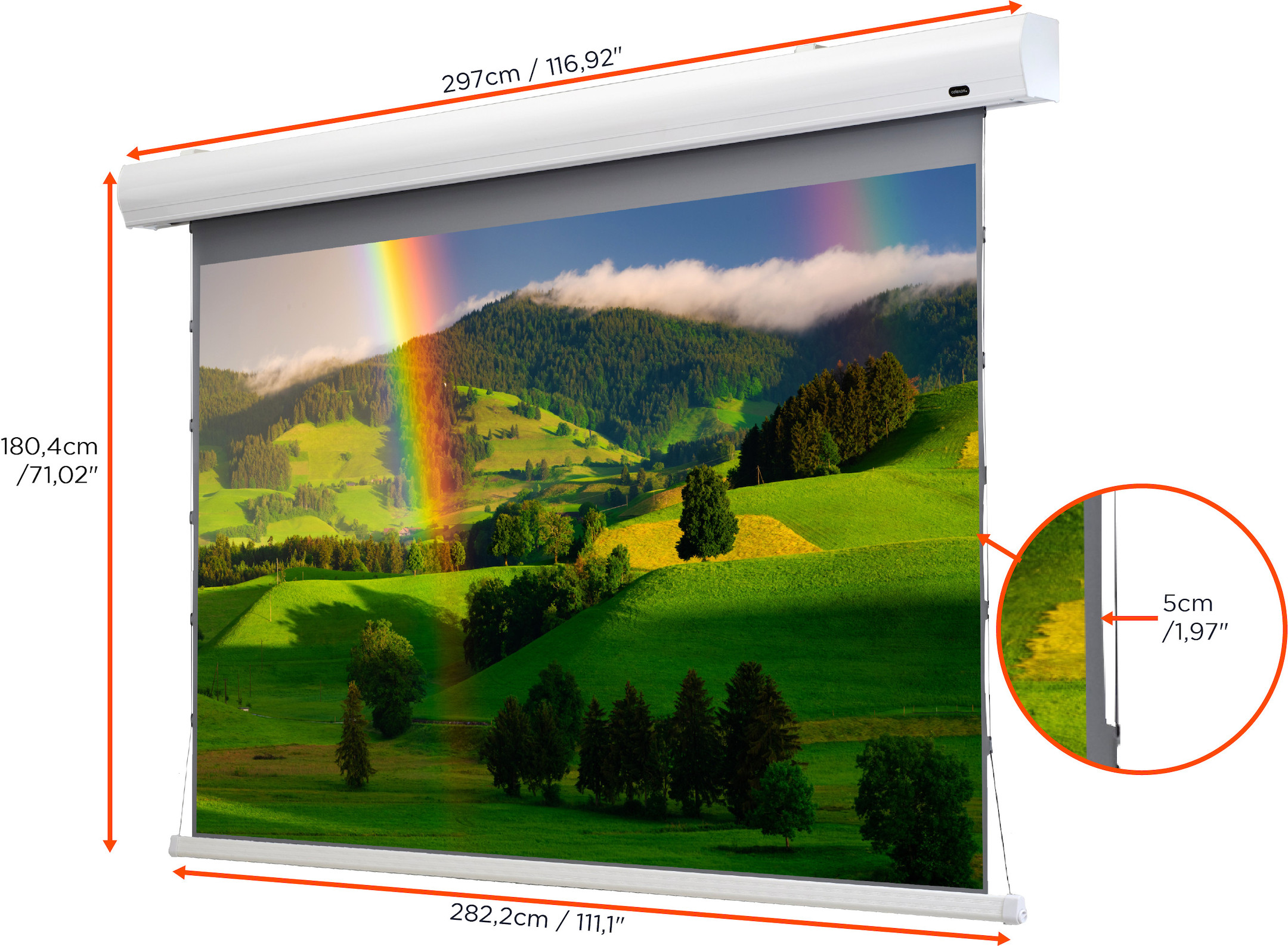 celexon HomeCinema Hochkontrastleinwand Tension 265 x 149 cm 120" - Dynamic Slate ALR