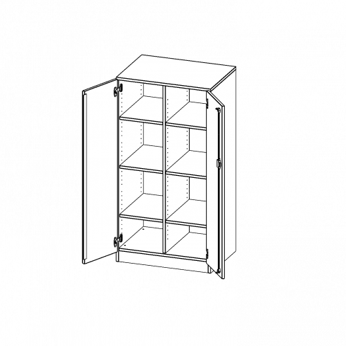 ErgoTray Schrank, zweireihig, 3,5 Ordnerhöhen - evo180 Serie B/H/T: 70,3x136x50 cm, zweitürig, mit Sockel (81 mm), ohne Boxen