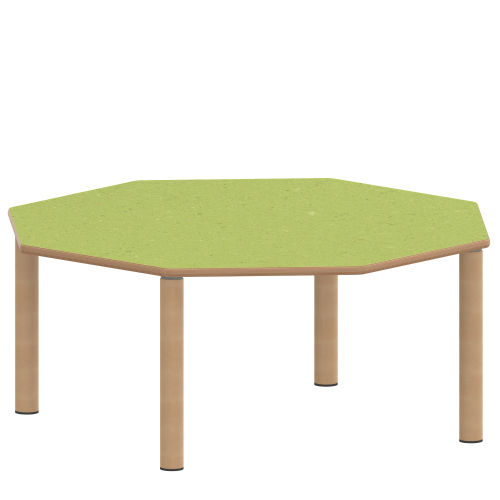 Tisch ZALOTTI mit Linoleum-Belag Achtecktisch, B/H/T: 120x25x120 cm, Massivholzbeine Ø 60 mm, Fußvariante: Stellfuß