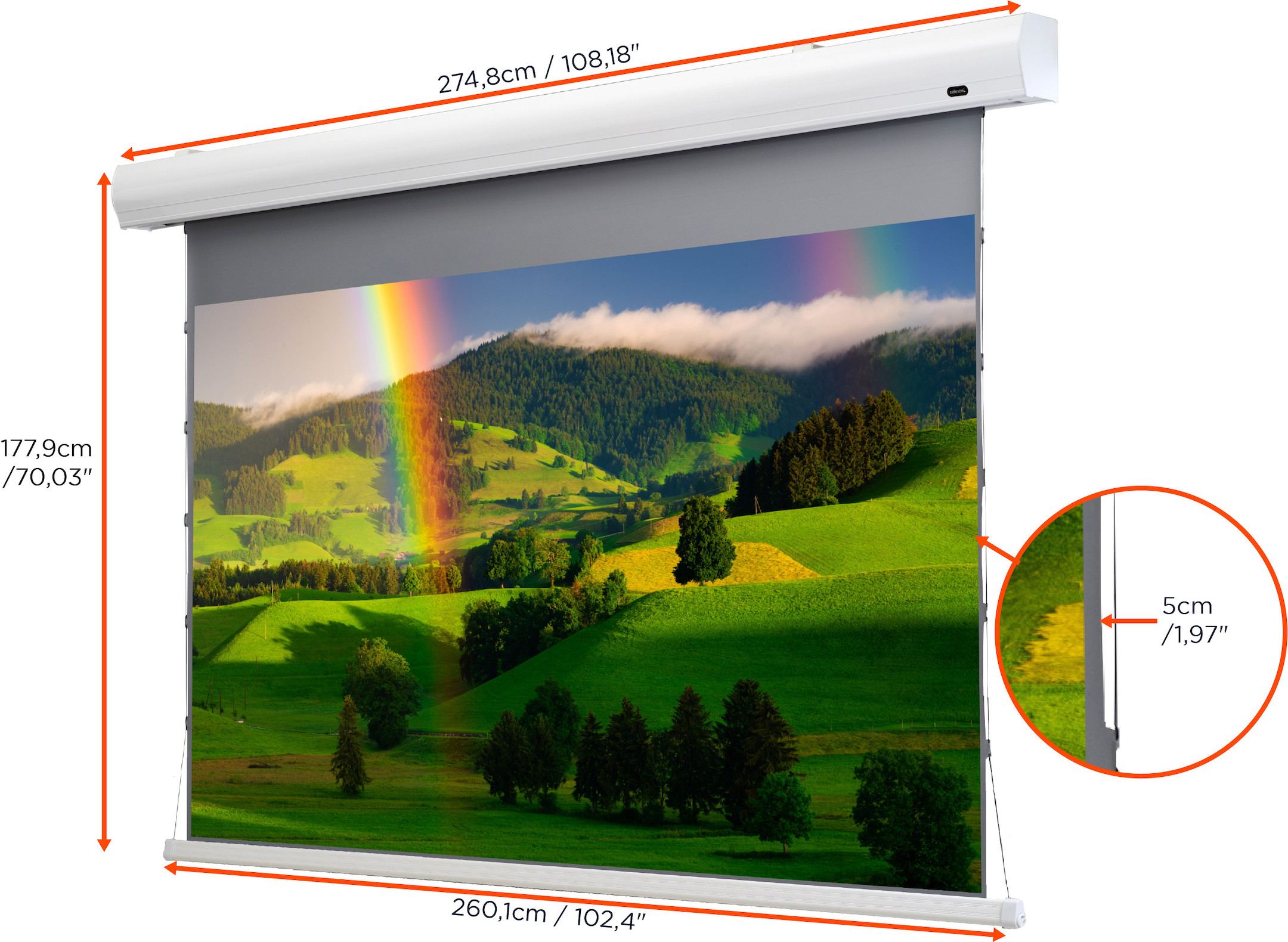 celexon HomeCinema Hochkontrastleinwand Tension 243 x 136 cm 110" - Dynamic Slate ALR