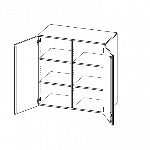 Aufsatzschrank für ErgoTray Serie, 3 Ordnerhöhe - Serie evo180 B/H/T: 138,7x108x50 cm, zwei Türen, mit Mittelwand