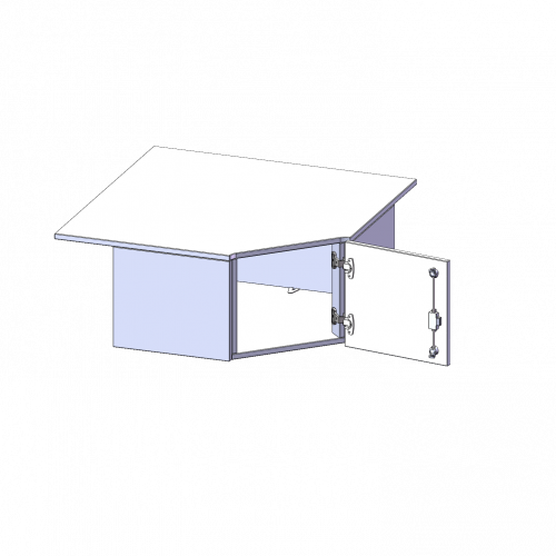 Innenecke Aufsatzschrank, 1 Ordnerhöhe - Serie evo180 B/H/T: 90x36x90 cm, Für 60 cm tiefe Schrankwände, Tür öffnet nach rechts