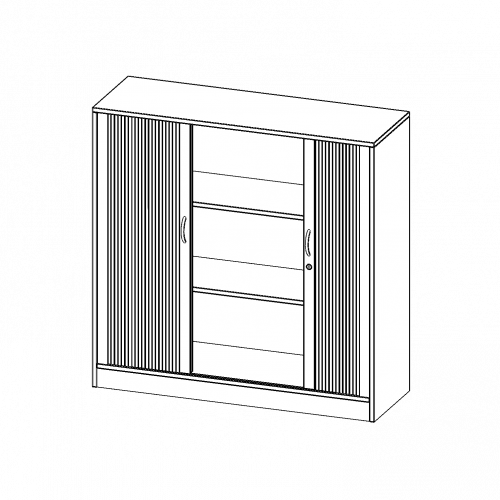 Schrank mit Rollo, 3 Ordnerhöhen - Serie evo180 B/H/T: 120x118x50 cm, Querrollladen, abschließbar, mit Sockel (81 mm)