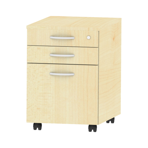 Rollcontainer fahrbar mit Zentralverriegelung B/H/T: 43x62,2x61,5 cm, Unterstell-Container mit 3 Schubladen auf Rollschubführung mit Wechselsperre