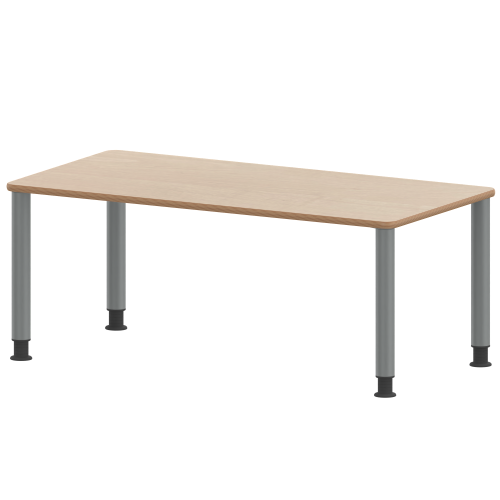 Tisch ZALOTTI mit Schichtstoff-Belag Rechtecktisch, B/H/T: 140x53x70 cm, Stahlrohrbeine Ø 60 mm, Fußvariante: höhenverstellbar (53/67 cm), Tischbeine mit RAL-Farbe 9006 (weißaluminium)