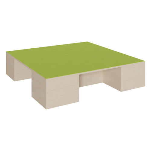 Quadrat-Podest mit Linoleum-Deckplatte und 3 Garagennischen B/H/T: 150x35x150 cm, 3 Garagennischen für Rollkästen