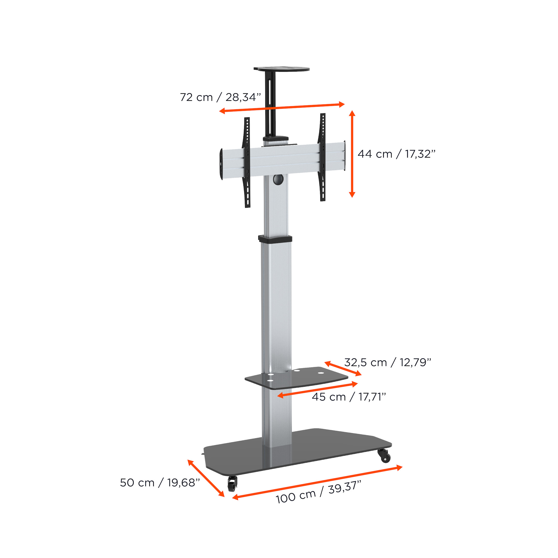celexon Professional höhenverstellbarer Display Rollwagen Adjust-3270MP