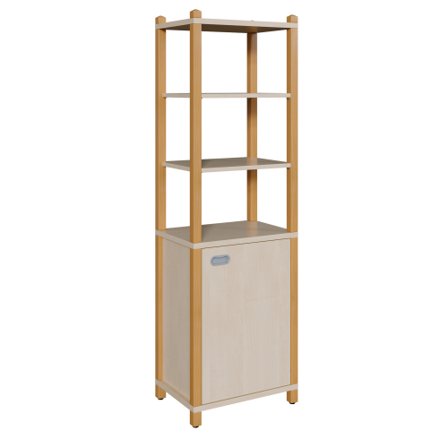Stollen-Schrank, 1-türig B/H/T: 56x180x40 cm, Schrank mit 4 verstellbaren Einlegeböden bzw. 6 Fächern, oben offenes Regal, Tür öffnet nach rechts