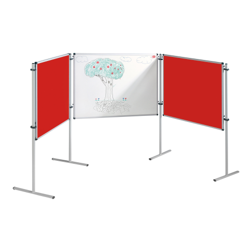 Stecktafel-Set, "Sparset", inkl. Stecktafelwagen 6x Tafel: 90x90 cm, 3x Tafel: 120x90 cm, 12x T-Fuß-Stativ, 1x Stecktafelwagen