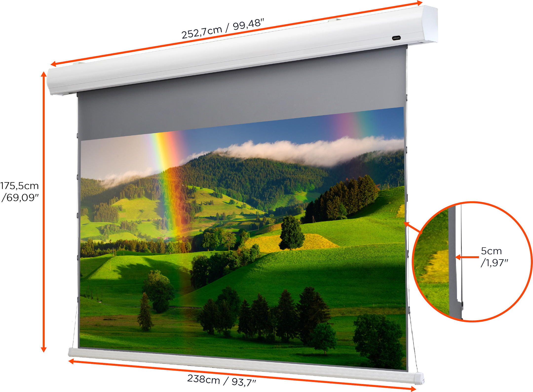 celexon HomeCinema Hochkontrastleinwand Tension 221 x 124 cm 100" - Dynamic Slate ALR