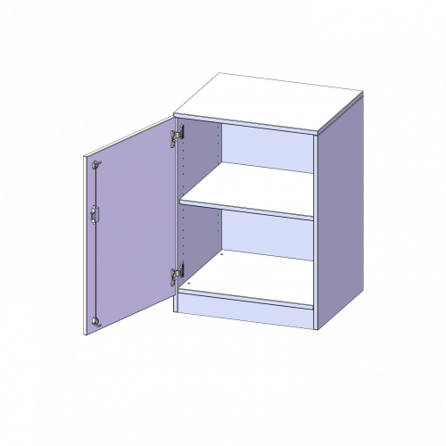 Schrank, 2 Ordnerhöhen - Serie evo180 B/H/T: 60x82x40 cm, 1 Tür, abschließbar, Tür öffnet nach links, mit Sockel (81 mm)