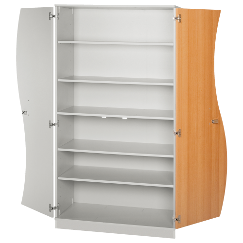 Hochschrank mit Wellentüren, 5 Einlegeböden B/H/T: 104,5x190x50 cm, rechte Tür gelb