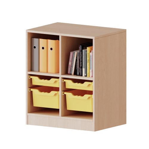 ErgoTray Regal, zweireihig, 2 Ordnerhöhen - evo180 Serie B/H/T: 70,3x82x40 cm, fahrbar, oben 2 Fächer, unten 2 flache und 2 hohe ErgoTray Boxen