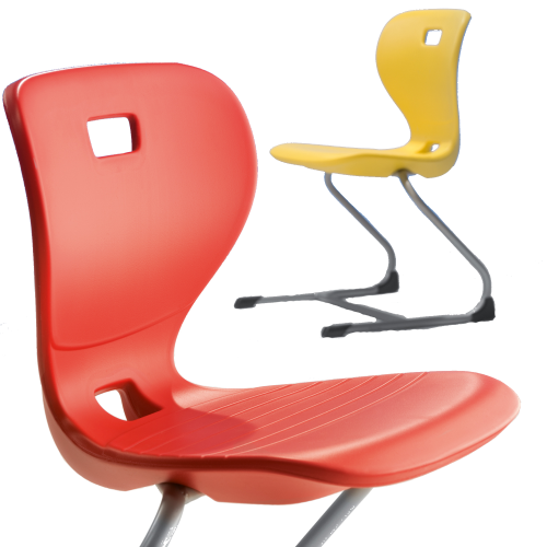 Ergostar Freischwinger Schulstuhl Sitzschalenfarbe Rot, Sitzhöhe 46 cm