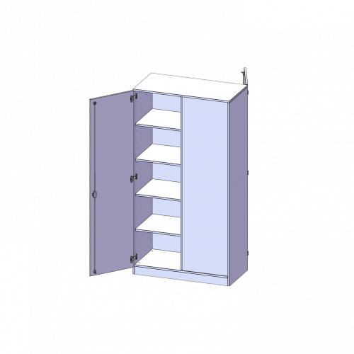Raumteiler Schrank, 5 Ordnerhöhen - Serie evo180 B/H/T: 100x190x50 cm, 2 Türen, wechselseitig angeordnet, abschließbar, mit Sockel (81 mm)