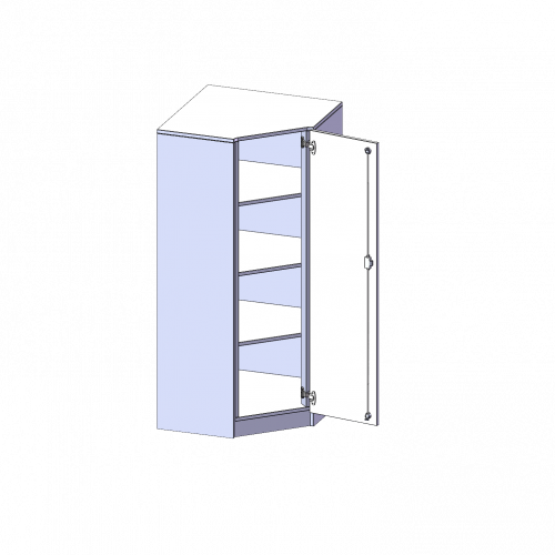 Innenecke als Schrank, 4 Ordnerhöhen - Serie evo180 B/H/T: 70x154x70 cm, Für 40 cm tiefe Schrankwände, Tür öffnet rechts, mit Sockel (81 mm)