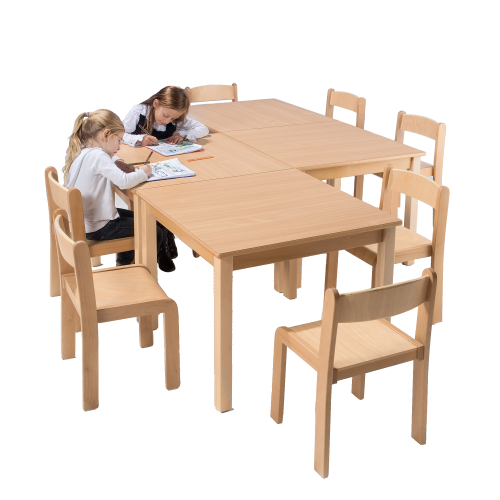 Quadrattisch mit Massivholzgestell und Schichtstoffplatte B/T: 60x60 cm, in 7 Tischhöhen lieferbar