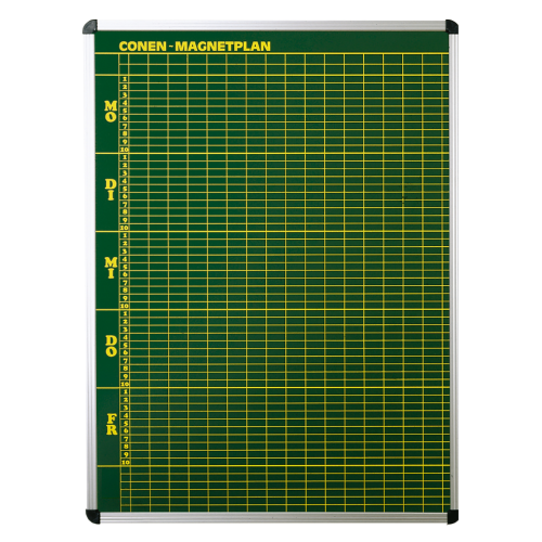 Stundenplantafel aus Premium Stahlemaille in grün B/H: 171x103 cm, 10 Stunden, 40 Klassen, Stahlemaillie grün