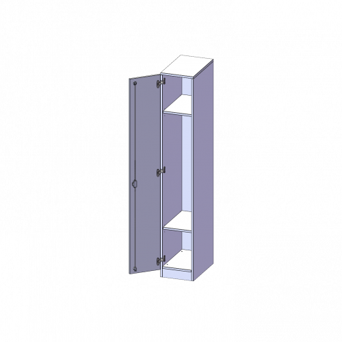 Spind Schrank, 5 Ordnerhöhen - Serie evo180 B/H/T: 30,5x190x50 cm, 1 durchgehende Tür, Tür öffnet links, mit Sockel (81 mm)