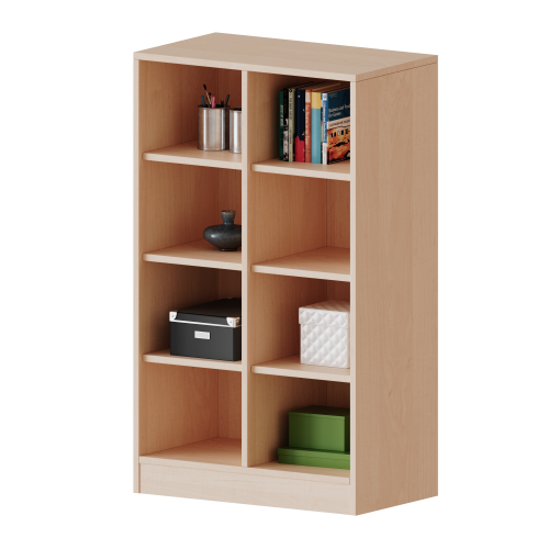 Taschenregal, 3 Ordnerhöhen - Serie evo180 B/H/T: 70,3x118x40 cm, 8 halbhohe Fächer, mit Sockel (81 mm)