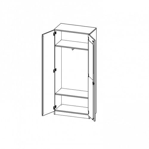 Garderobenschrank mit Spiegel und Garderobenstange, 5 Ordnerhöhen - Serie evo180 B/H/T: 80x190x50 cm, 2 Türen, abschließbar, mit Sockel (81 mm)
