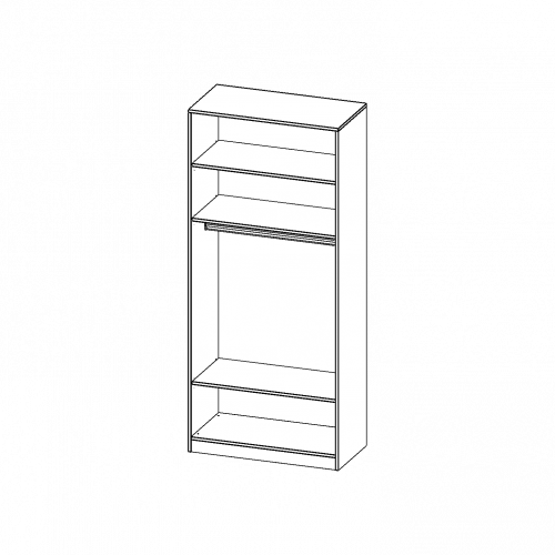 Garderobenregal,  6 Ordnerhöhen - Serie evo180 B/H/T: 100x226x50 cm, mit Garderobenstange, mit Sockel (81 mm)
