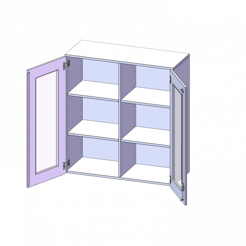 Aufsatzschrank, 3 Ordnerhöhen - Serie evo180 B/H/T: 100x108x40 cm, 2 Türen mit Glaseinsatz, abschließbar, mit Mittelwand