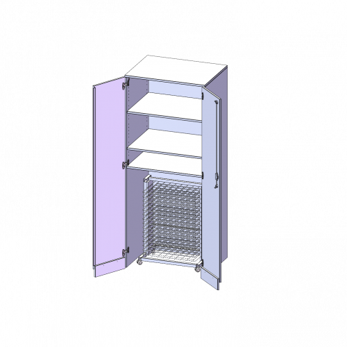 Garagenschrank ohne Sockel, 5 Ordnerhöhen - Serie evo180 B/H/T: 80x190x60 cm, mit Trockenwagen TW15