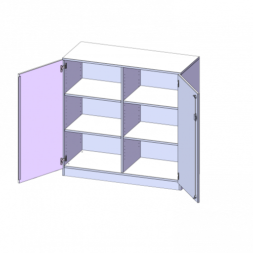 Schrank, 3 Ordnerhöhen - Serie evo180 B/H/T: 120x118x50 cm, 2 Türen, abschließbar, mit Mittelwand, mit Sockel (81 mm)