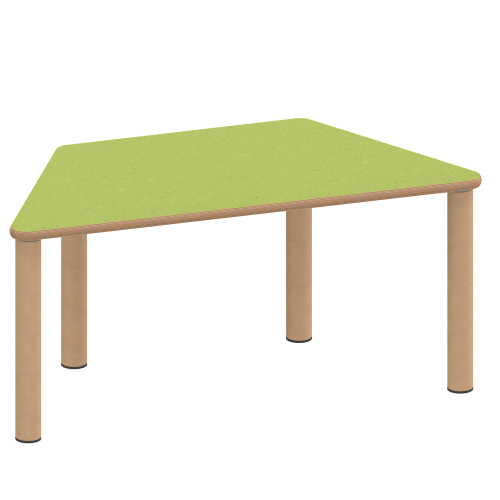 Tisch ZALOTTI mit Linoleum-Belag Trapeztisch, B/H/T: 120x41x60 cm, Massivholzbeine Ø 60 mm, Fußvariante: Stellfuß