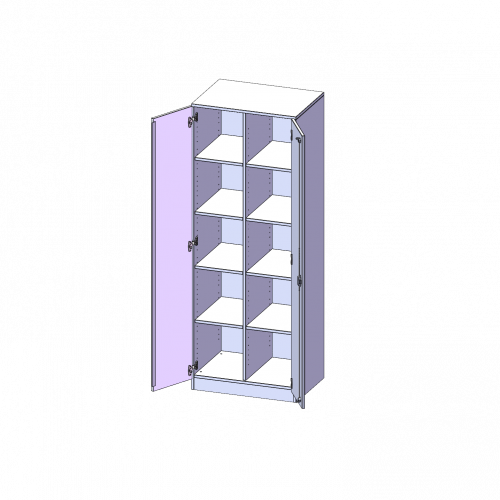 ErgoTray Schrank, zweireihig, 5 Ordnerhöhen - evo180 Serie B/H/T: 70,3x190x50 cm, zweitürig, mit Sockel (81 mm), mit Mittelwand, ohne Boxen