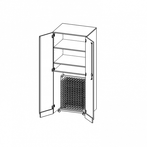 Garagenschrank ohne Sockel, 5 Ordnerhöhen - Serie evo180 B/H/T: 80x190x60 cm, mit Trockenwagen TW15