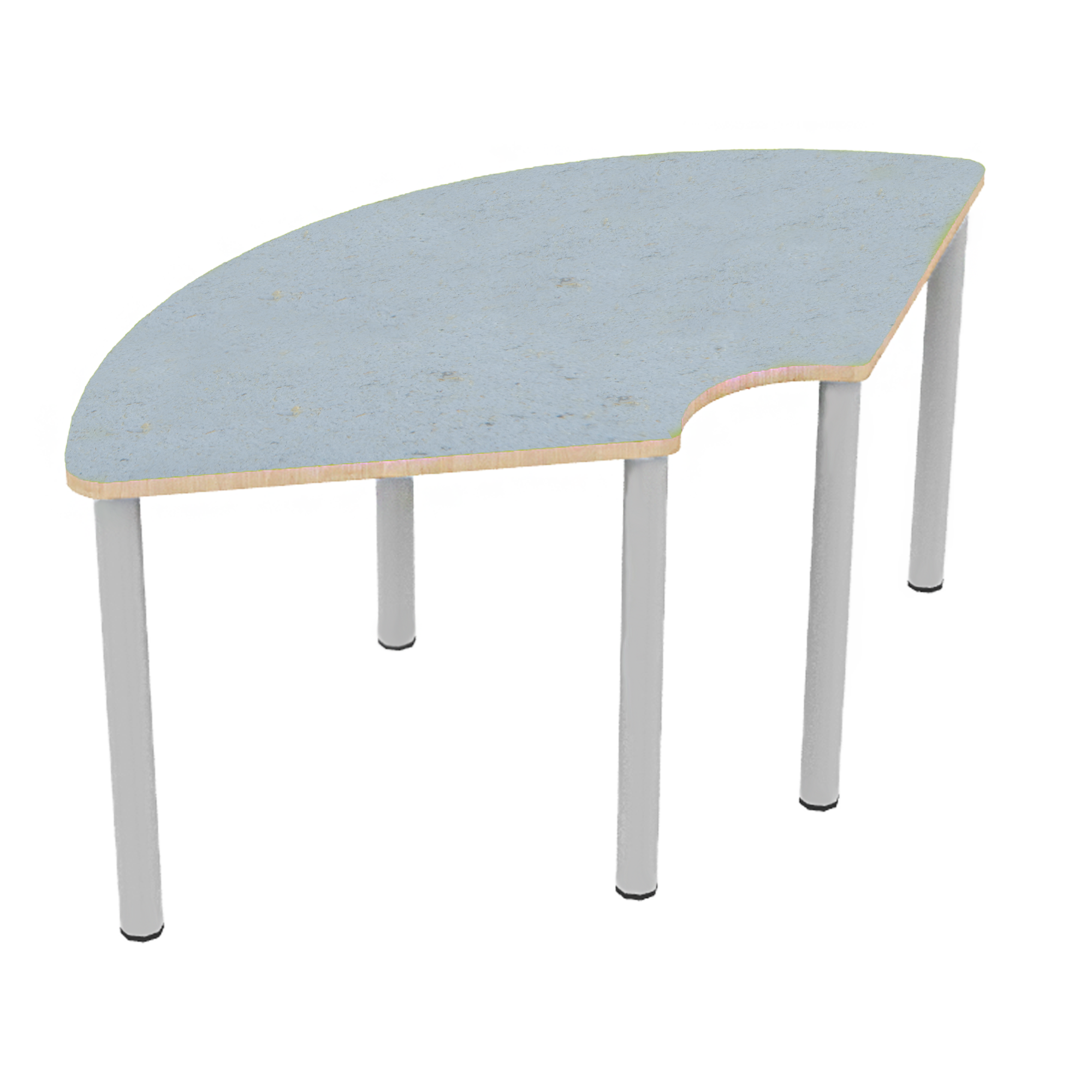 Speiseraumtisch als Drittelkreistisch B/H/T: 173x46x90 cm, mit Linoleum, Stahlgestell Rundrohr 40 mm, Tischplatte mit ABS-Sicherheitskanten