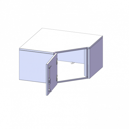Innenecke Aufsatzschrank, 1 Ordnerhöhe - Serie evo180 B/H/T: 70x36x70 cm, Für 40 cm tiefe Schrankwände, Tür öffnet nach links