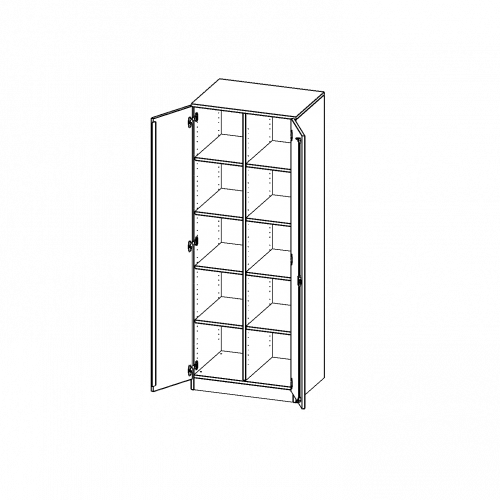 ErgoTray Schrank, zweireihig, 5 Ordnerhöhen - evo180 Serie B/H/T: 70,3x190x50 cm, zweitürig, mit Sockel (81 mm), mit Mittelwand, ohne Boxen