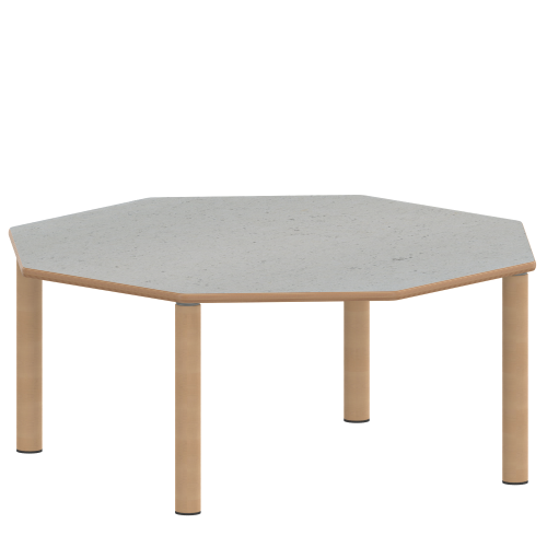 Tisch ZALOTTI mit Linoleum-Belag Achtecktisch, B/H/T: 120x25x120 cm, Massivholzbeine Ø 60 mm, Fußvariante: Stellfuß