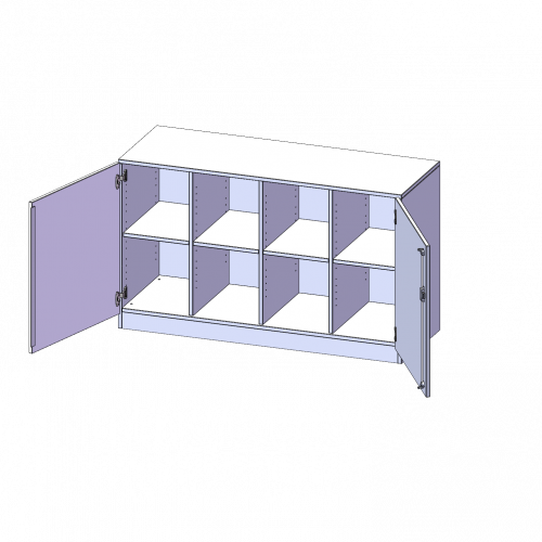 Schrank, vierreihig, 2 Ordnerhöhen - evo180 Serie B/H/T: 138,7x82x50 cm, zweitürig, mit Möbelstellfüßen, ohne Boxen
