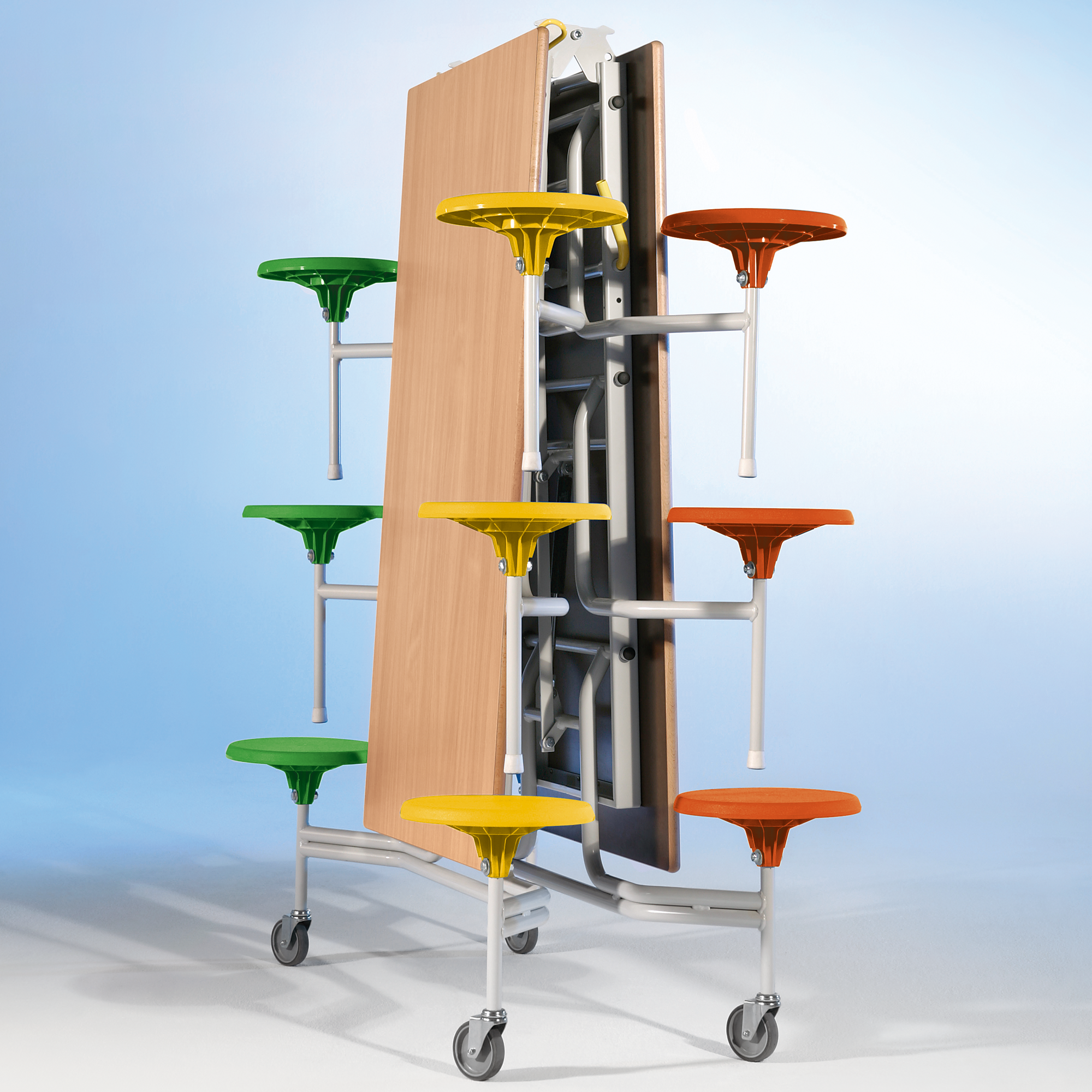 Spaceflex 2.0 Klapptisch mit integrierten Stühlen, rechteckig, Schichtstoffplatte 12 Sitze Farbe Grün, Sitzhöhe 41 cm