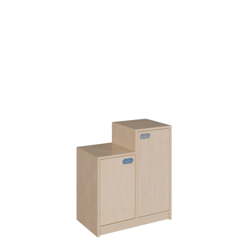 Korpus-Schrank "SideStep", beidseitig Türen B/H/T: 70,5x60/80x40 cm, mit stufenartiger Kontur, hohe Seite rechts