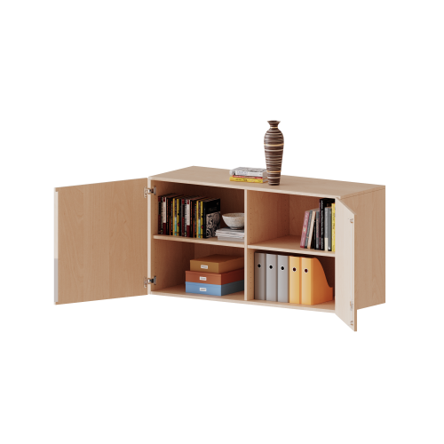 Aufsatzschrank für ErgoTray Serie, 2 Ordnerhöhe - Serie evo180 B/H/T: 138,7x72x60 cm, zwei Türen, mit Mittelwand