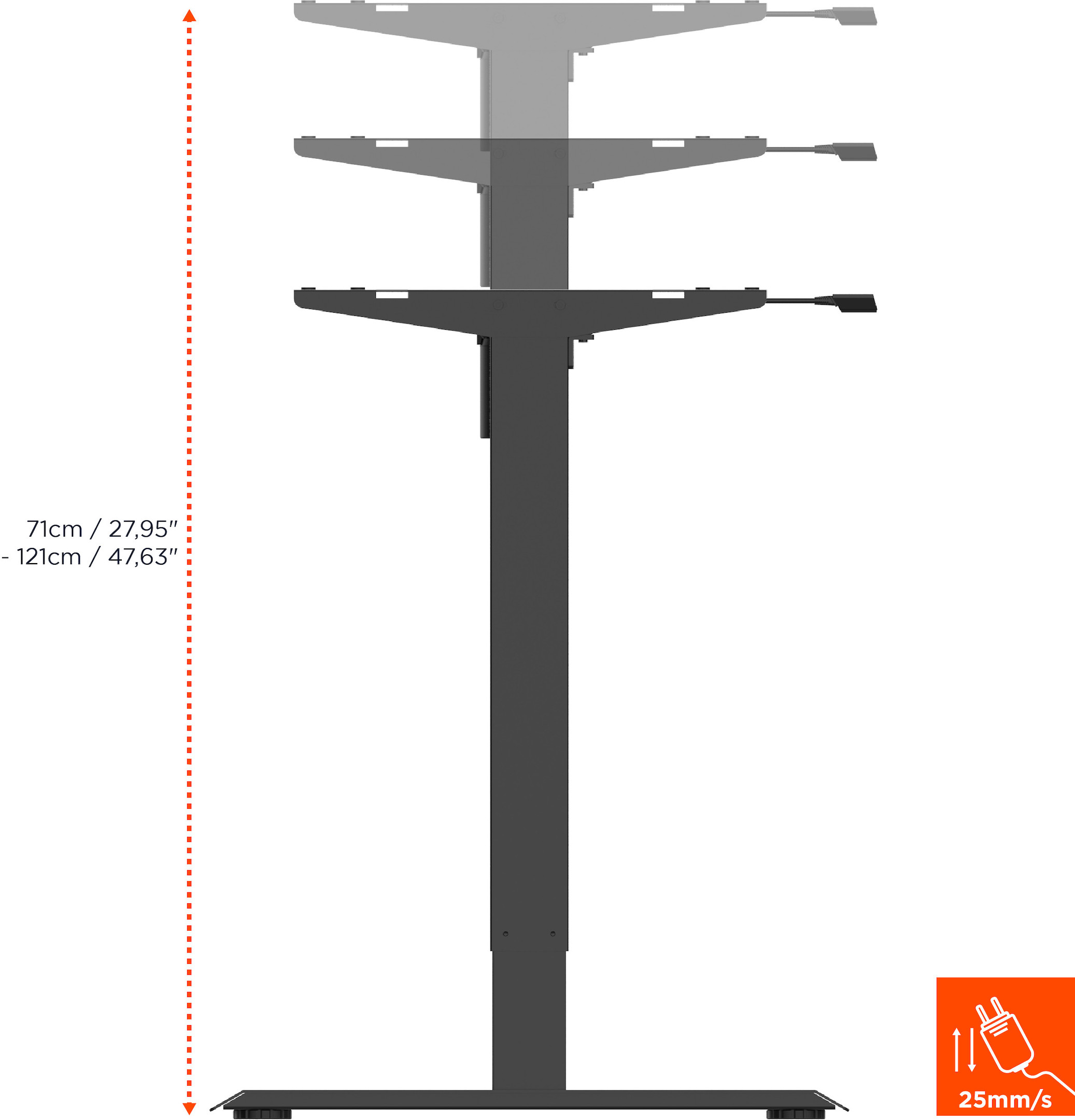celexon elektrisch höhenverstellbarer Schreibtisch Economy eAdjust-71121 - schwarz, inkl. Tischplatte 150 x 75 cm