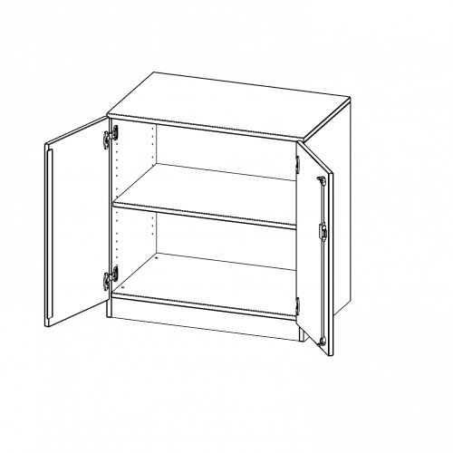 Schrank, 2 Ordnerhöhen - Serie evo180 B/H/T: 80x82x60 cm, 2 Türen, abschließbar, mit Sockel (81 mm)