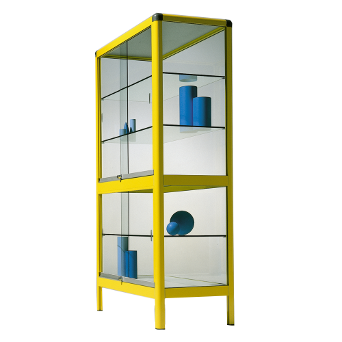 Aluminiumvitrine V17GG mit 3 verstellbaren Dickglasböden B/H/T: 100x180x50 cm
