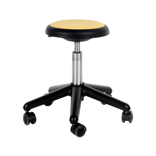 Genito Hocker mit Gaslift Höhenverstellung Sitzhöhe: 38-48 cm, mit Rollen, Kunstleder gelb