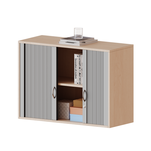Aufsatzschrank mit Rollo, 2 Ordnerhöhen - Serie evo180 B/H/T: 100x72x50 cm, Querrollladen, abschließbar