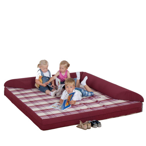 Kuschelecke Klappdreieck mit 2 halbrunden Rollen B/H/T: 160x15x160 cm, Bezug: Kunstleder schwer entflammbar