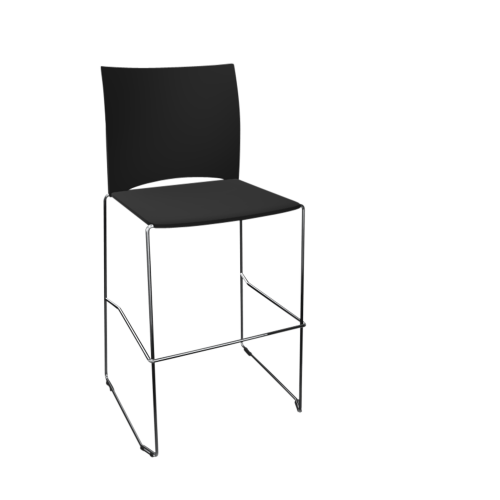 Barhocker Diane mit Sitz & Rückenlehne Kunststoff B/H/T: 58x110x54 cm, Gestellfarbe Schwarz